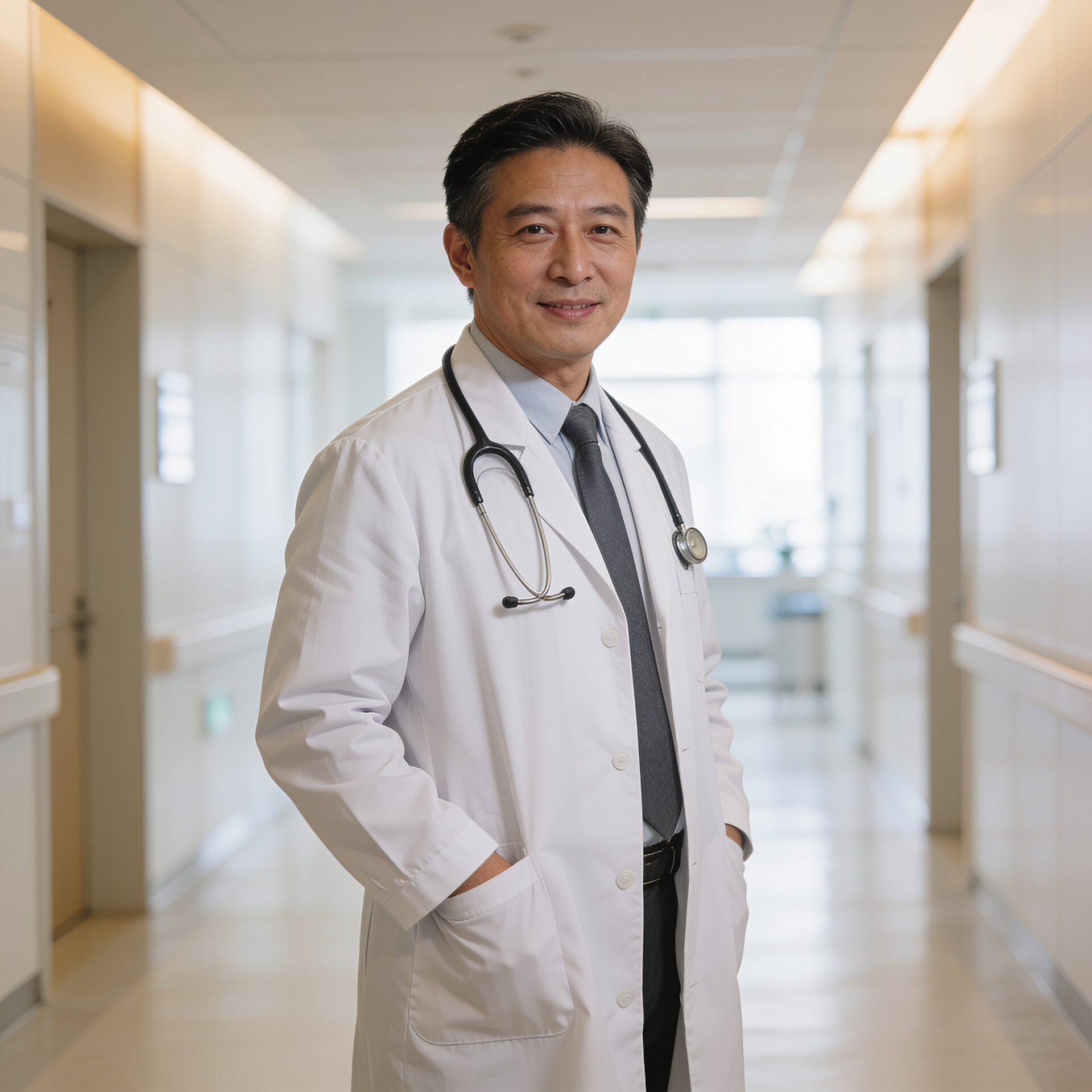 A physician in a clinic